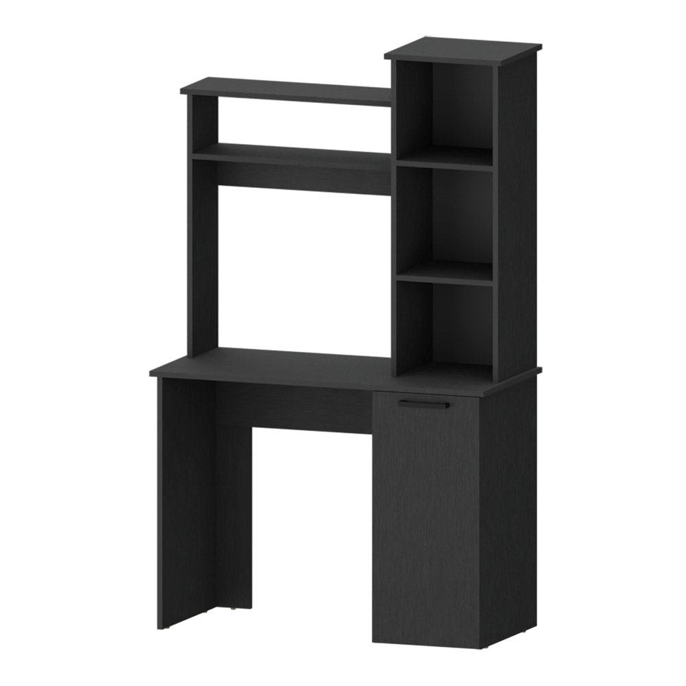 39" Black Computer Desk With Hutch — view 1