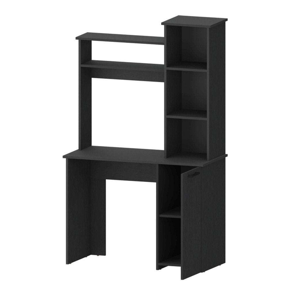 39" Black Computer Desk With Hutch — view 2