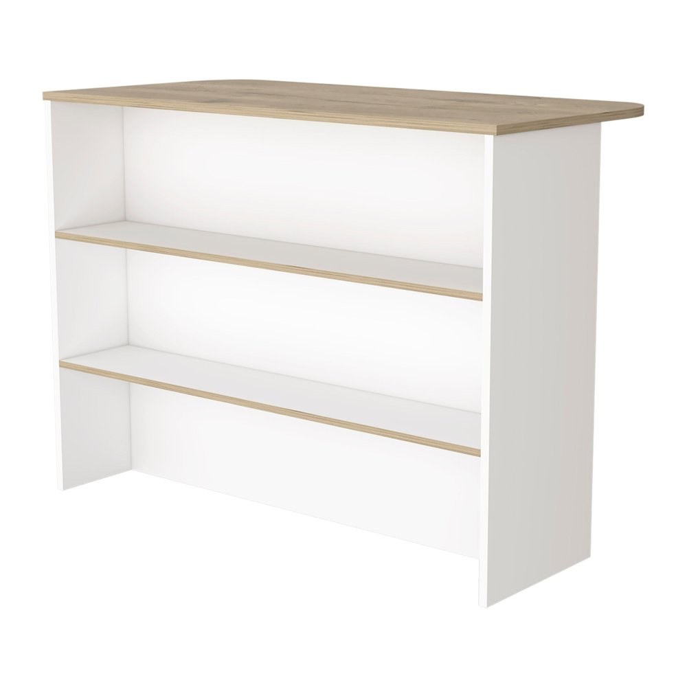 White and Natural 47" Kitchen Island With Storage HomeRoots