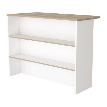 White and Natural 47" Kitchen Island With Storage HomeRoots