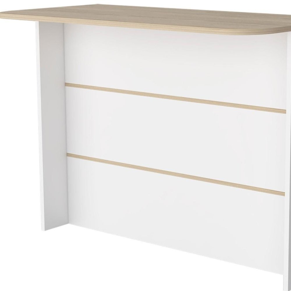 White and Natural 47" Kitchen Island With Storage HomeRoots