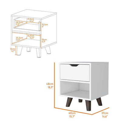 19" White Wood One Drawer Nightstand HomeRoots