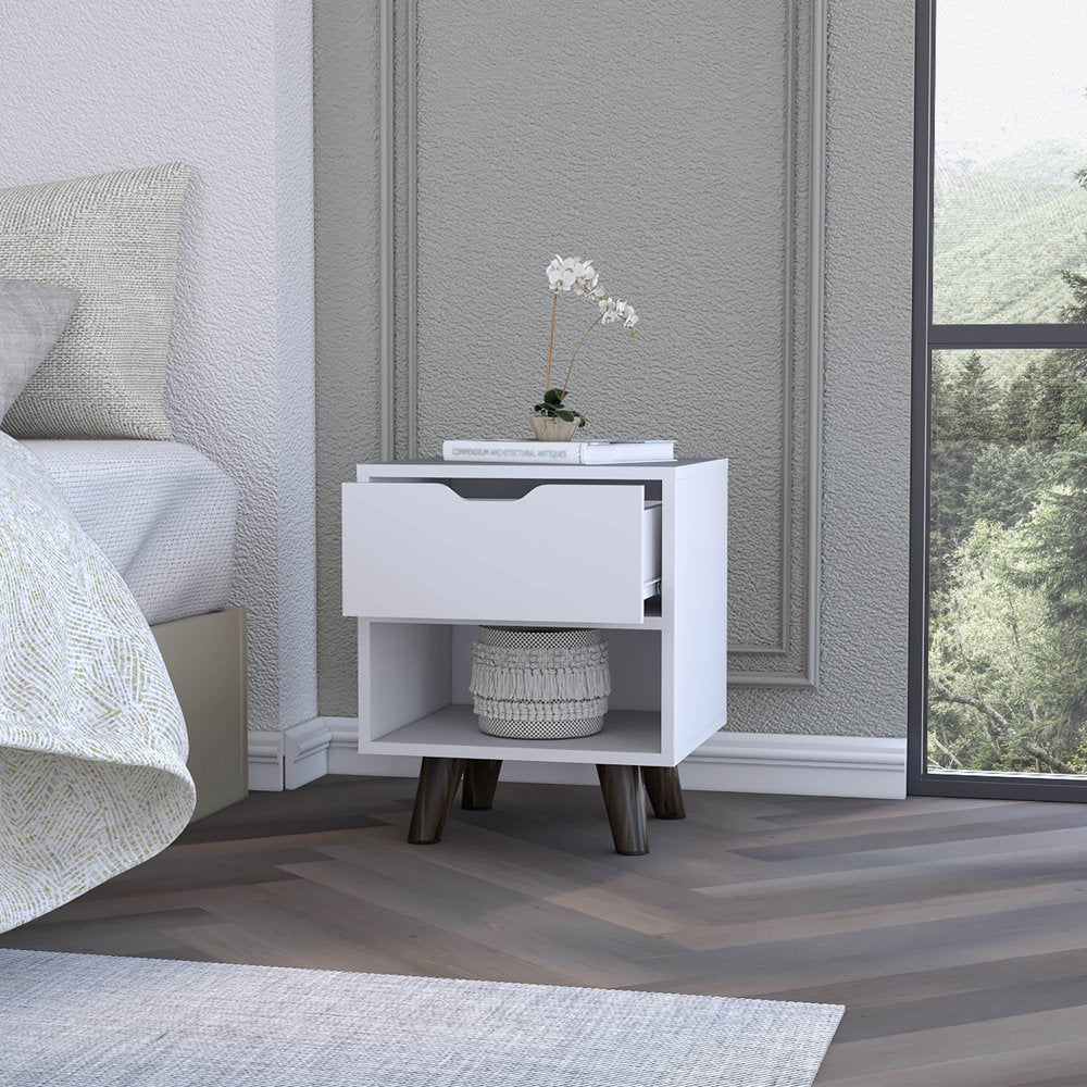 19" White Wood One Drawer Nightstand HomeRoots