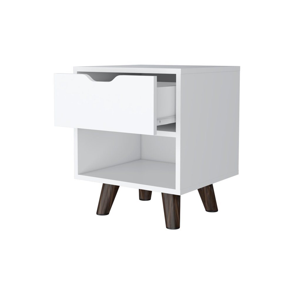 19" White Wood One Drawer Nightstand HomeRoots