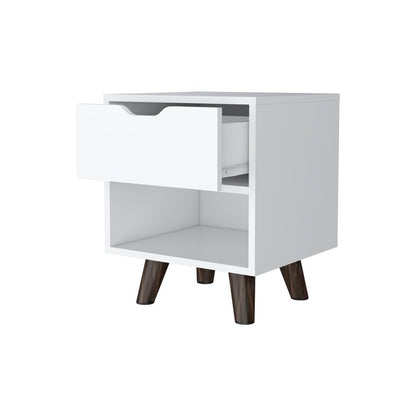 19" White Wood One Drawer Nightstand HomeRoots