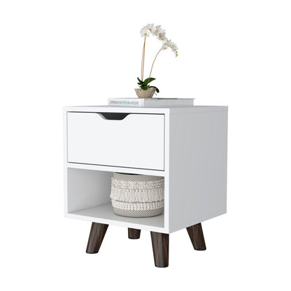 19" White Wood One Drawer Nightstand HomeRoots