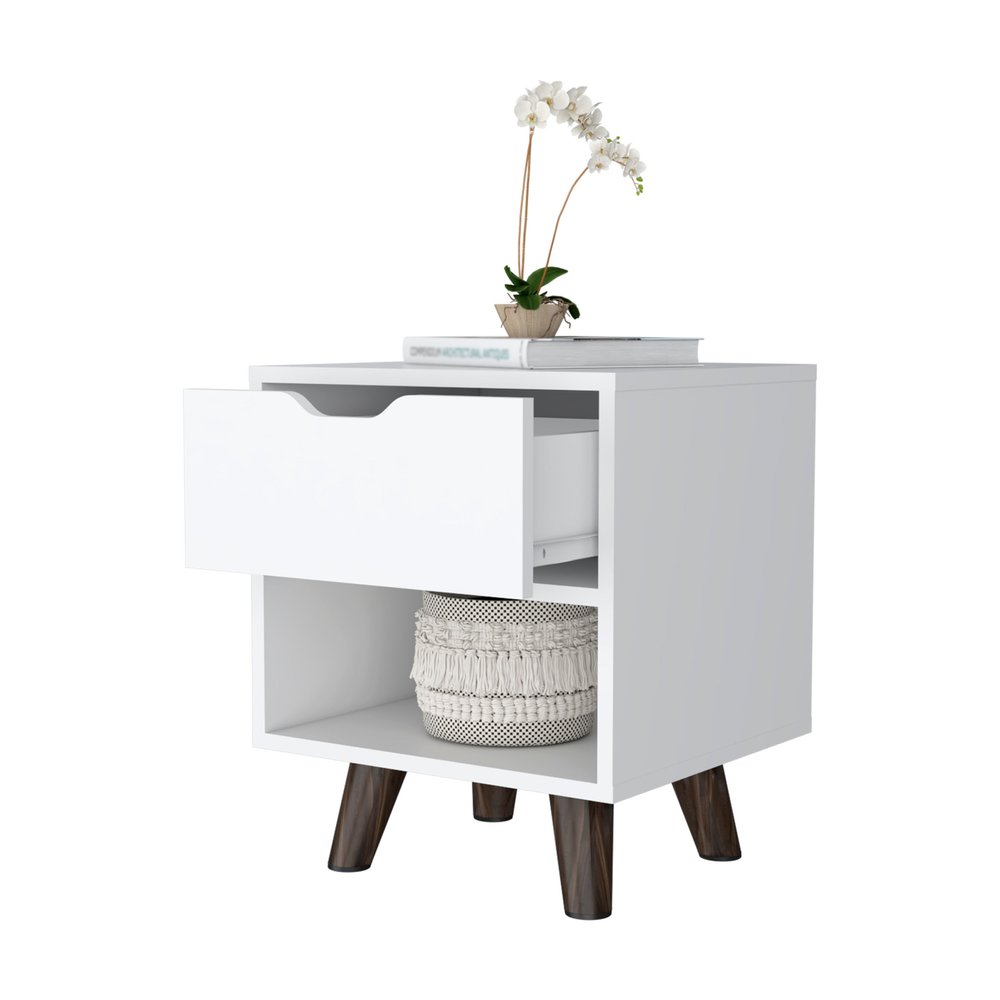 19" White Wood One Drawer Nightstand HomeRoots