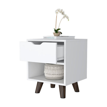 19" White Wood One Drawer Nightstand HomeRoots