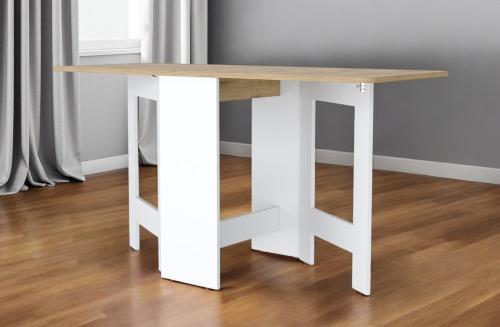24" Brown And White Folding Sled Base Dining Table HomeRoots