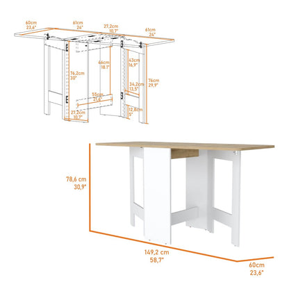 24" Brown And White Folding Sled Base Dining Table HomeRoots