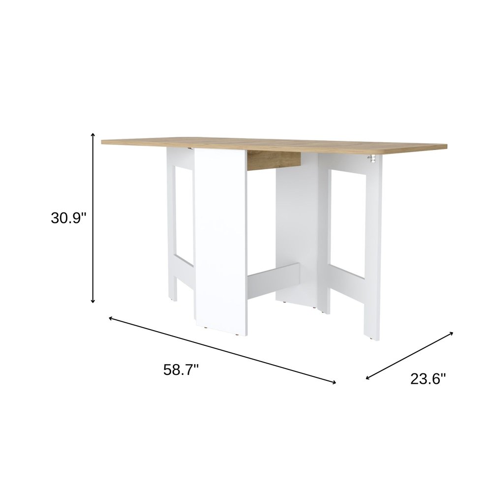 24" Brown And White Folding Sled Base Dining Table HomeRoots