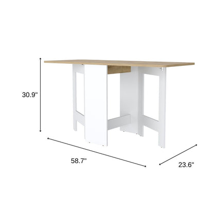 24" Brown And White Folding Sled Base Dining Table HomeRoots