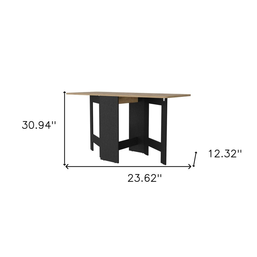 24" Wood Brown And Black Drop Leaf Trestle Base Dining Table HomeRoots