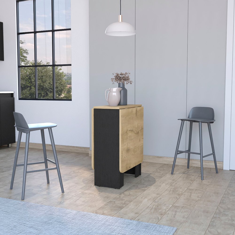 24" Wood Brown And Black Drop Leaf Trestle Base Dining Table HomeRoots