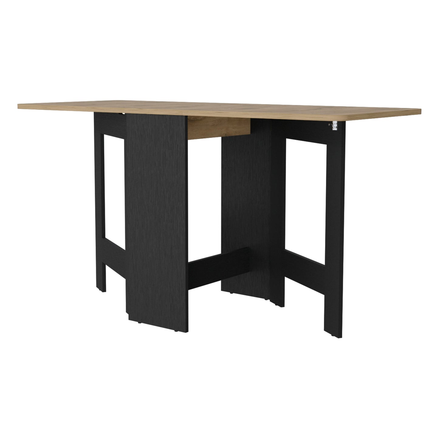 24" Wood Brown And Black Drop Leaf Trestle Base Dining Table