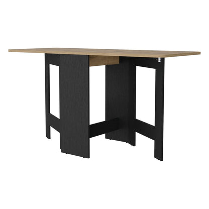 24" Wood Brown And Black Drop Leaf Trestle Base Dining Table HomeRoots