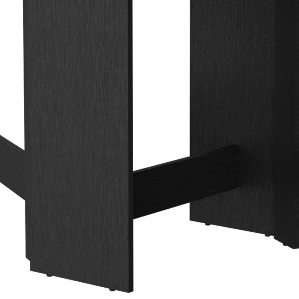 24" Wood Brown And Black Drop Leaf Trestle Base Dining Table HomeRoots