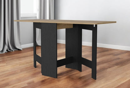 24" Wood Brown And Black Drop Leaf Trestle Base Dining Table HomeRoots