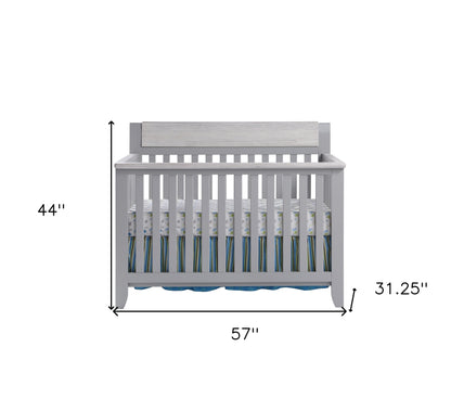 Gray Solid and Manufactured Wood Standard Four In One Convertible Crib