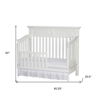 White Solid and Manufactured Wood Standard Four In One Convertible Crib