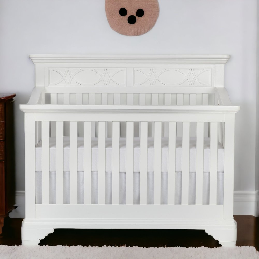 White Solid and Manufactured Wood Standard Four In One Convertible Crib HomeRoots