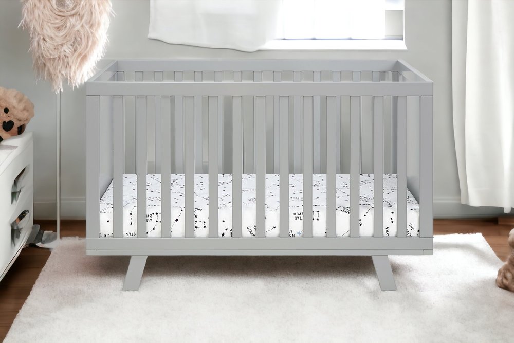 Light Gray Solid and Manufactured Wood Standard Three In One Convertible Crib HomeRoots