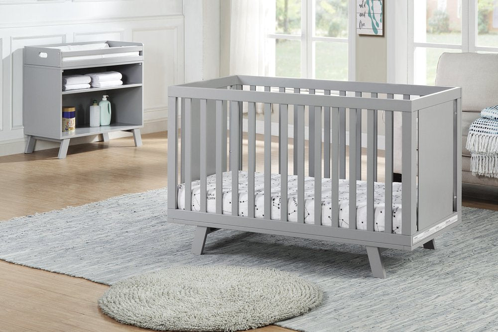 Light Gray Solid and Manufactured Wood Standard Three In One Convertible Crib HomeRoots