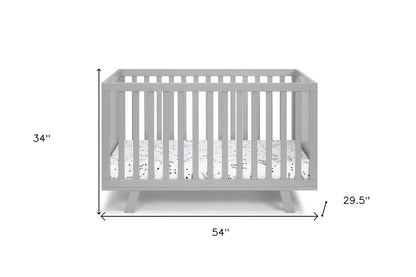 Light Gray Solid and Manufactured Wood Standard Three In One Convertible Crib