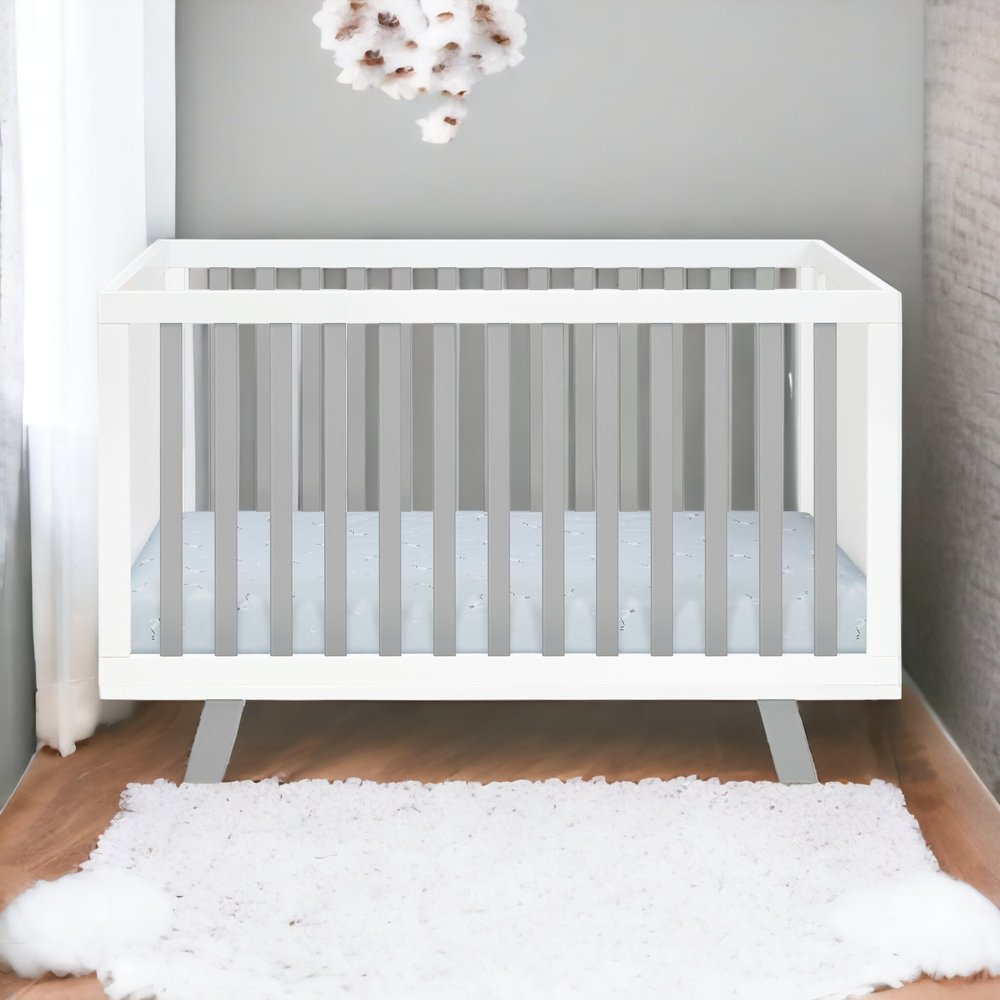 Gray and White Solid and Manufactured Wood Standard Three In One Convertible Crib HomeRoots