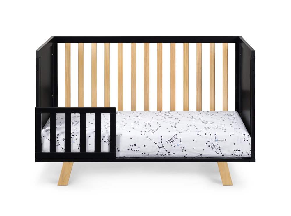 Black Solid and Manufactured Wood Standard Three In One Convertible Crib HomeRoots
