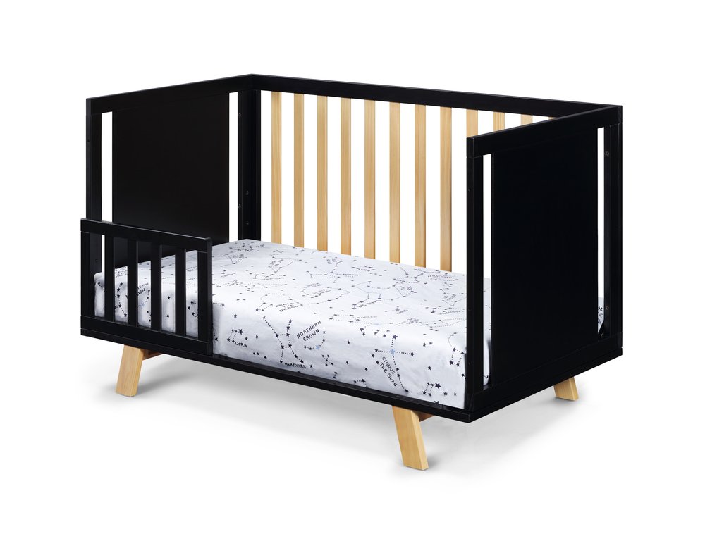 Black Solid and Manufactured Wood Standard Three In One Convertible Crib HomeRoots