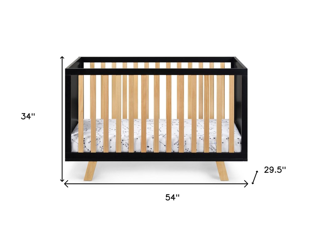 Black Solid and Manufactured Wood Standard Three In One Convertible Crib HomeRoots