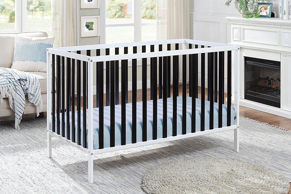 Black and White Solid and Manufactured Wood Standard Three In One Convertible Crib HomeRoots