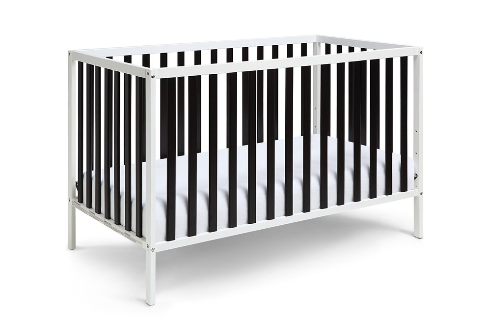 Black and White Solid and Manufactured Wood Standard Three In One Convertible Crib HomeRoots