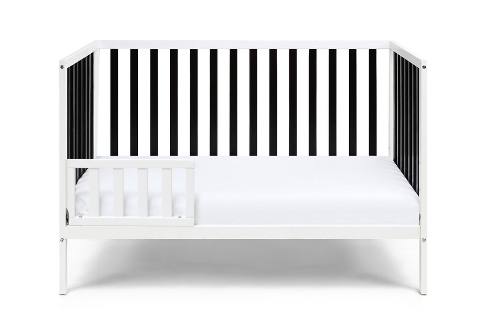 Black and White Solid and Manufactured Wood Standard Three In One Convertible Crib HomeRoots