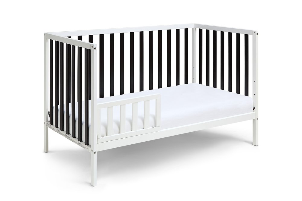 Black and White Solid and Manufactured Wood Standard Three In One Convertible Crib HomeRoots