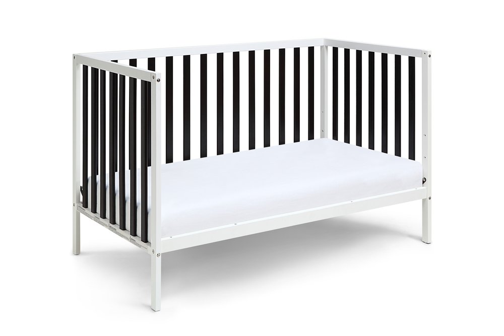 Black and White Solid and Manufactured Wood Standard Three In One Convertible Crib HomeRoots