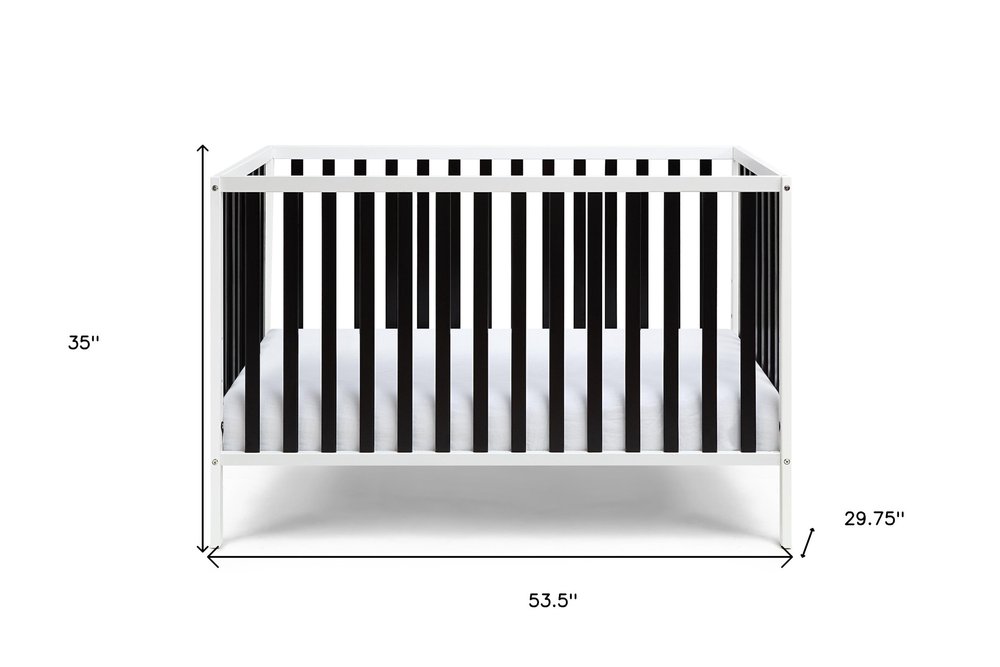 Black and White Solid and Manufactured Wood Standard Three In One Convertible Crib HomeRoots
