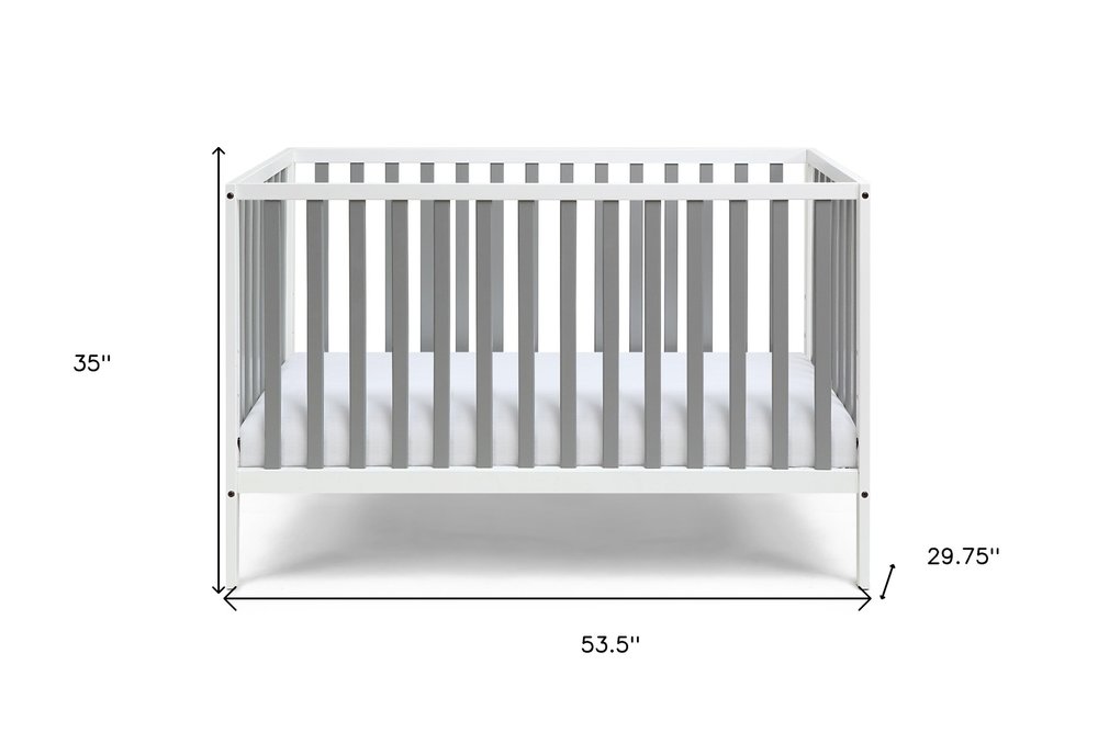 Gray and White Solid and Manufactured Wood Standard Three In One Convertible Crib HomeRoots