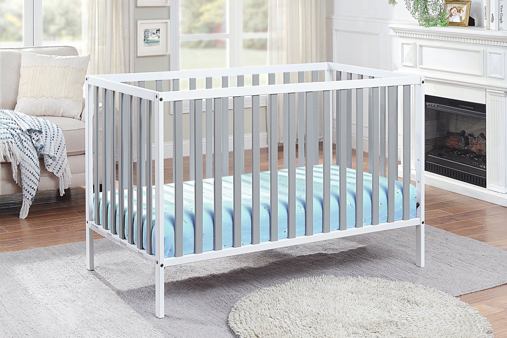 Gray and White Solid and Manufactured Wood Standard Three In One Convertible Crib HomeRoots