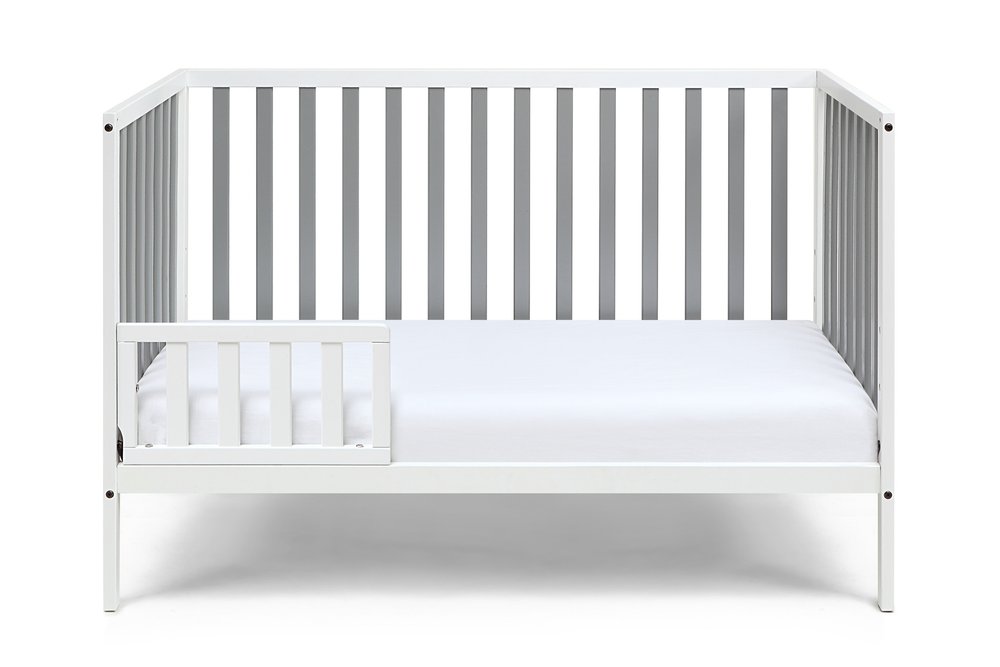 Gray and White Solid and Manufactured Wood Standard Three In One Convertible Crib HomeRoots