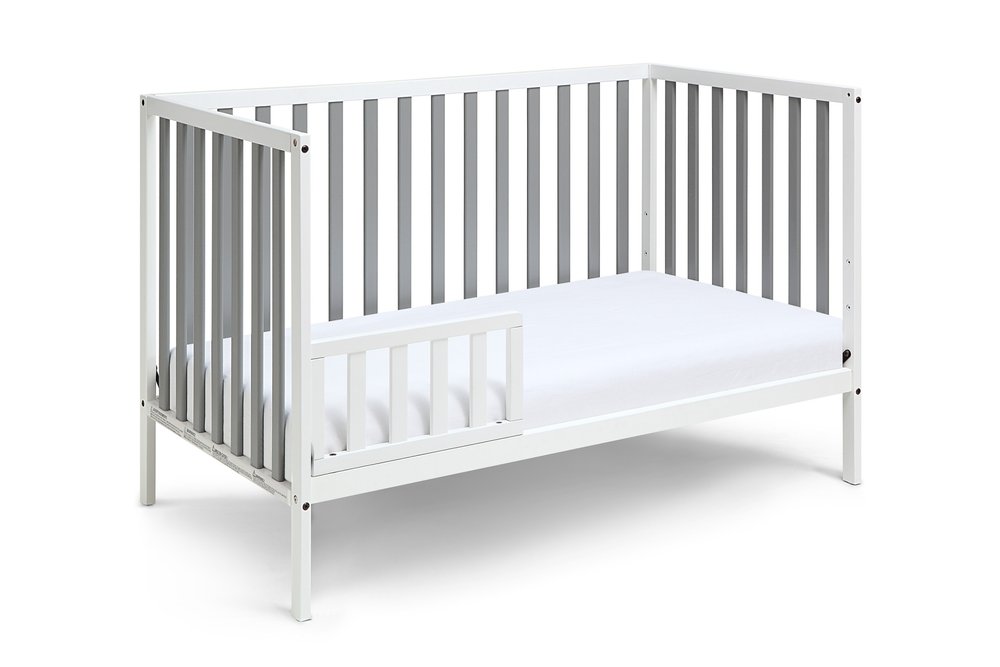 Gray and White Solid and Manufactured Wood Standard Three In One Convertible Crib HomeRoots