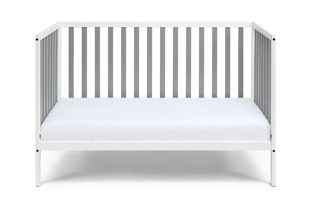 Gray and White Solid and Manufactured Wood Standard Three In One Convertible Crib HomeRoots