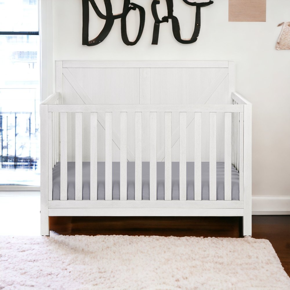 Gray Solid and Manufactured Wood Standard Four In One Convertible Crib HomeRoots