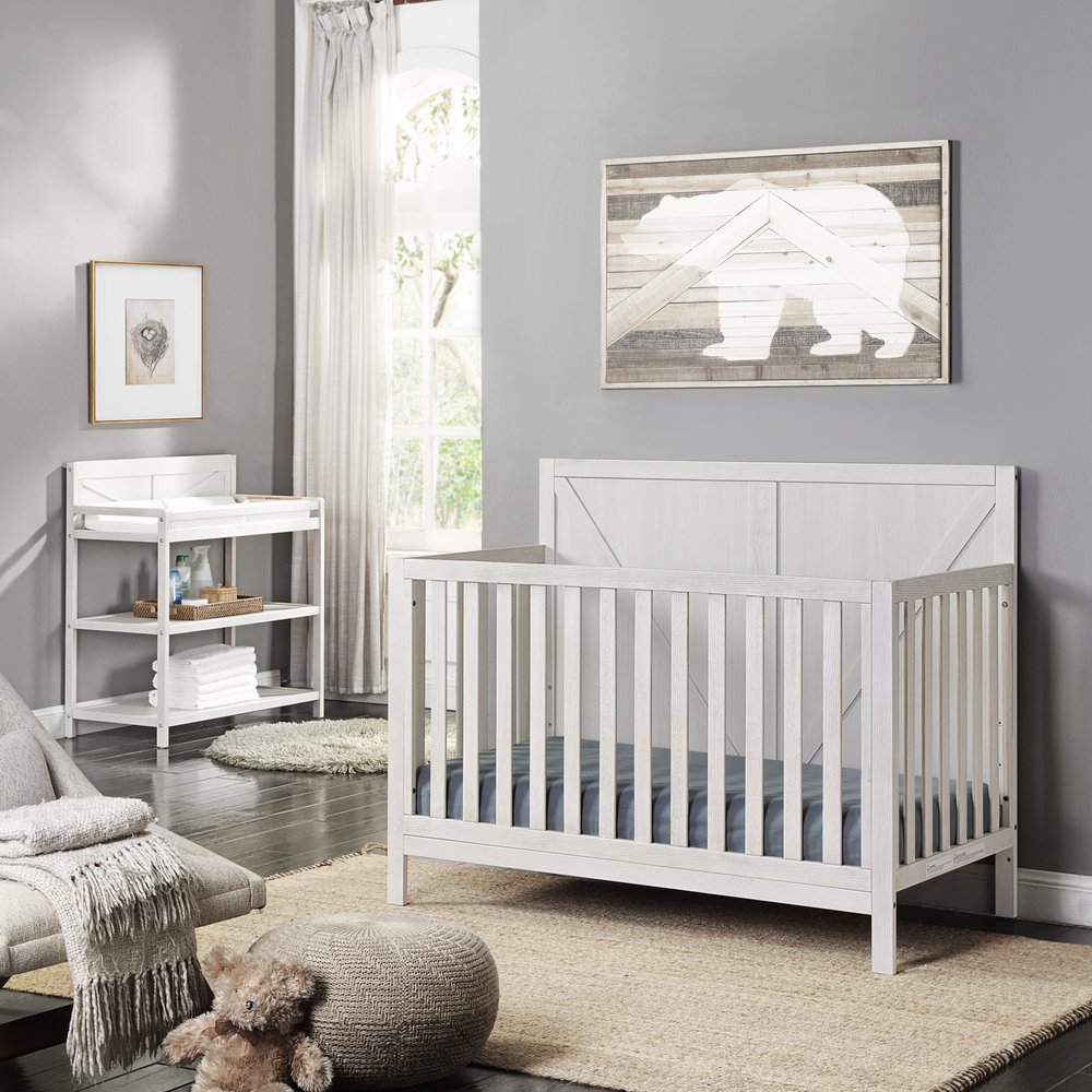 Gray Solid and Manufactured Wood Standard Four In One Convertible Crib HomeRoots