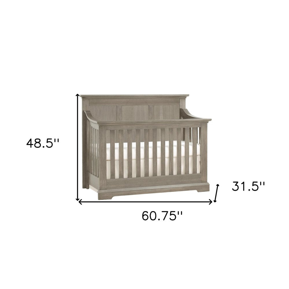 Ash Gray Solid and Manufactured Wood Standard Four In One Convertible Crib HomeRoots