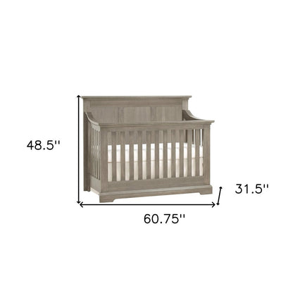 Ash Gray Solid and Manufactured Wood Standard Four In One Convertible Crib HomeRoots