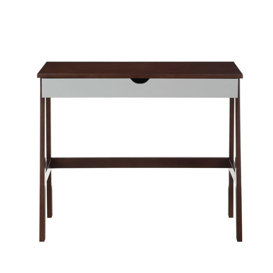 36" Brown and White Writing Desk - FurniFindUSA