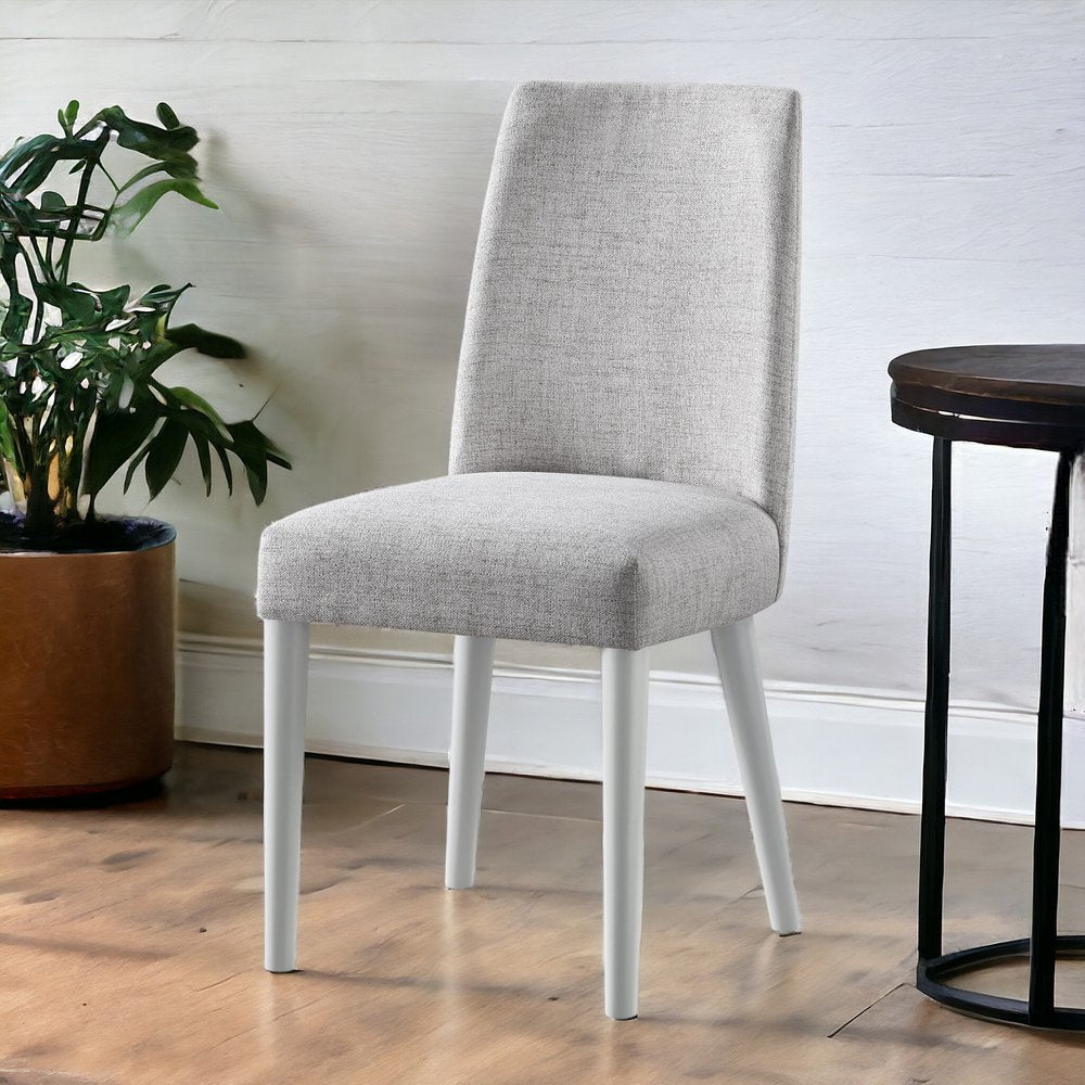 23" Gray Solid Wood And Fabric Upholstered Parsons Chair HomeRoots