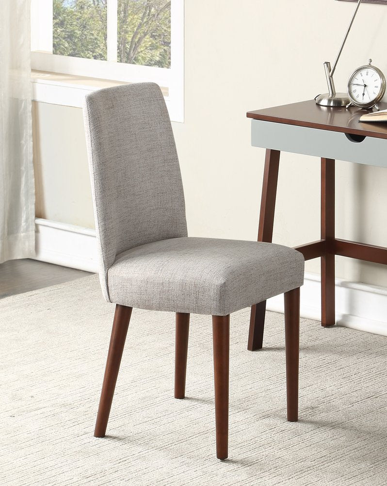 23" Gray And Espresso Fabric Parsons Chair HomeRoots